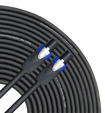 GLS Audio 100 feet Speaker Cable 12AWG 4 Conductor Patch Cords for Bi-Amp - 100 ft Speakon to Speakon Professional 4C Black Neutrik NL4FX NL4FC 12 Gauge Wire - Pro 100 Speak-on 12G 4 Cond - Single