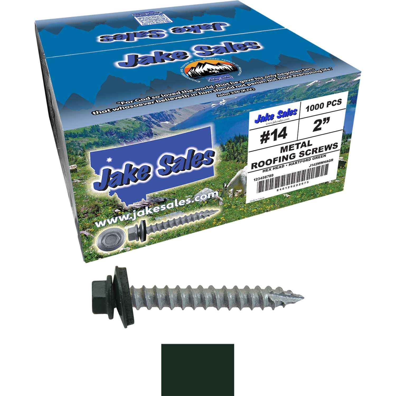 #14 Metal Roofing Screws: (1000) Screws x 2" ABC Gray Hex Head Sheet Metal Roof Screw. Self Starting/Tapping Metal to woodsheet Metal siding Screws with EPDM Washer. for Corrugated Roofing