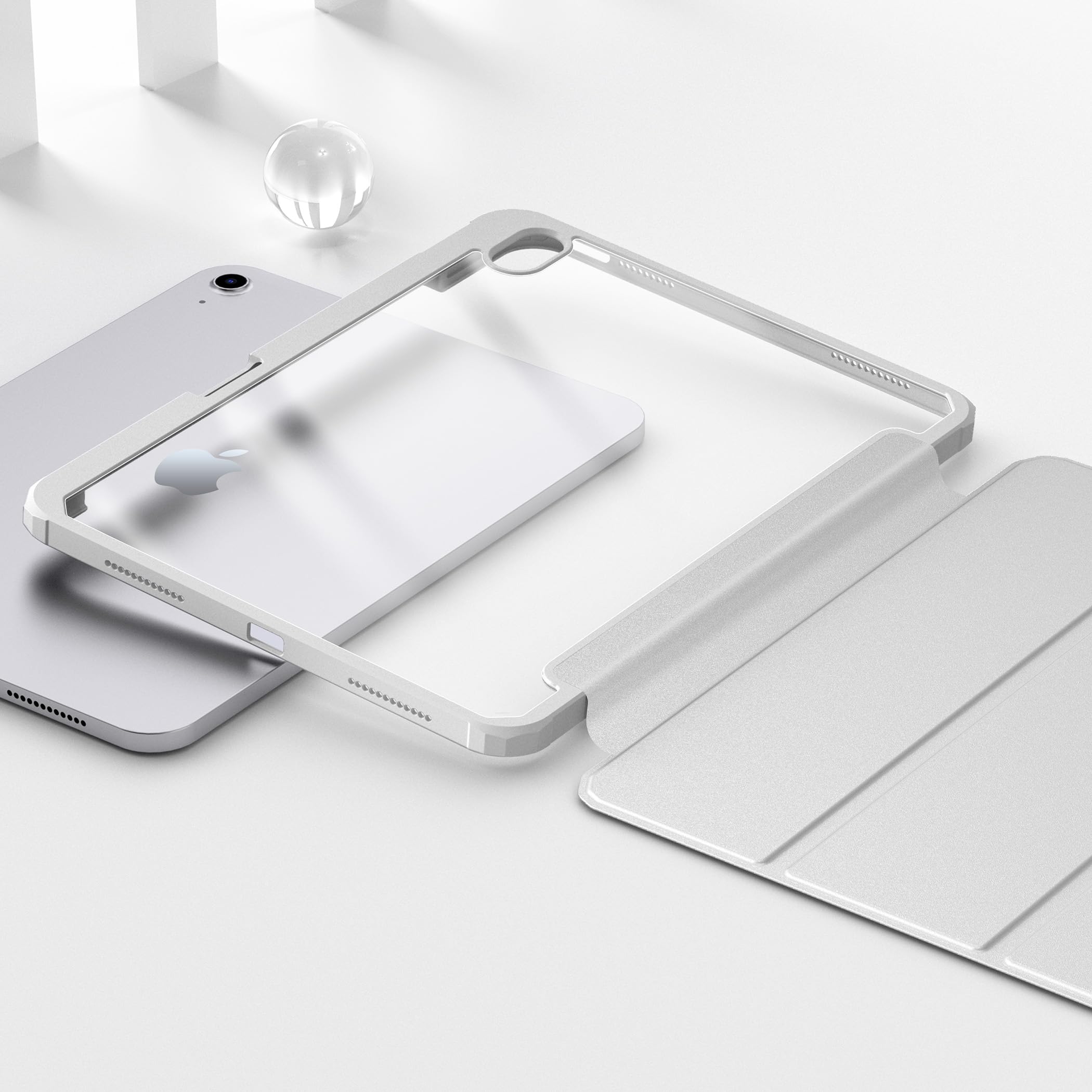 CACOE Custodia Cover Compatibile con iPad 10 generazione 2022, Ultra Sottile Retro Trasparente Cover con Portapenne, Argento