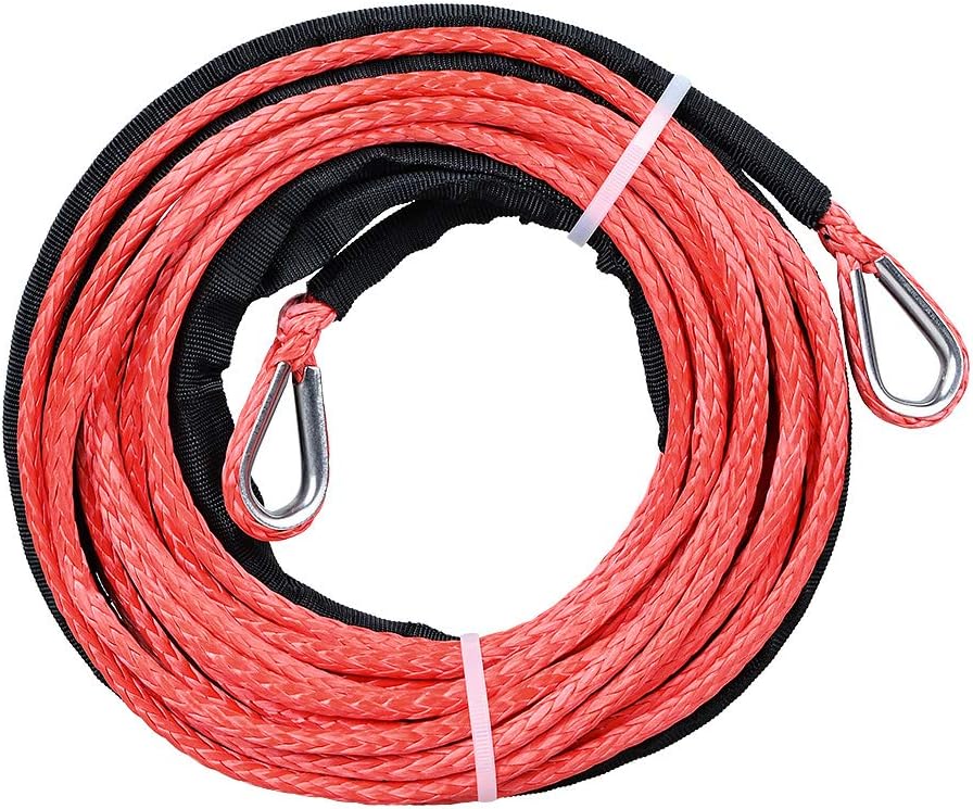 Combo 2pcs 50ft Synthetic Winch Extension with Stainless Steel Thimbles for 3/16" 1/4" Rope Line Cable Recovery Towing