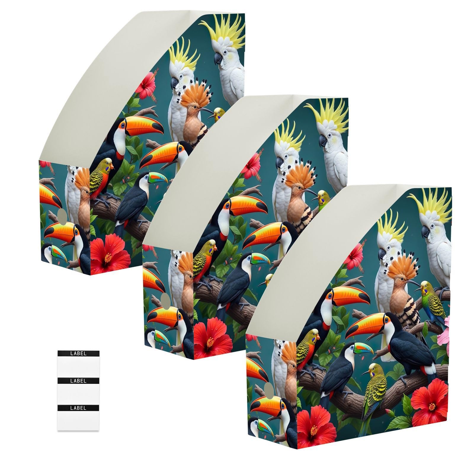 Organizer verticale per file con uccelli tropicali