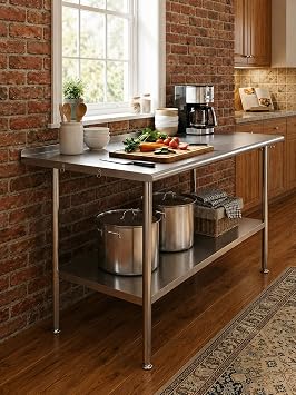 Atelicf NSF Stainless Steel Prep Table 24X36 inch with Backsplash