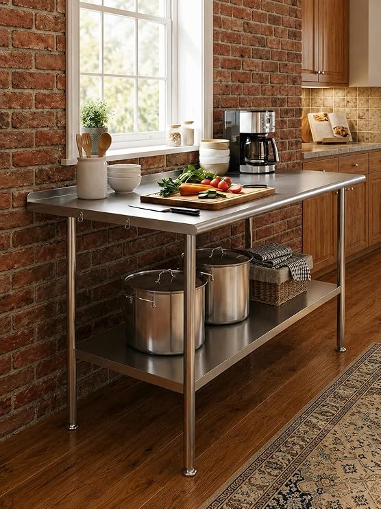 Atelicf NSF Stainless Steel Prep Table 24X36 inch with Backsplash