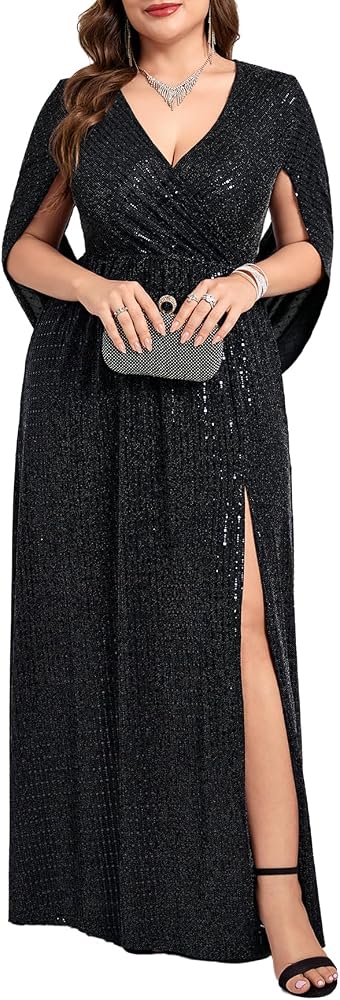 sparkly sequin dress plus size ZOMVA Formal Maxi Glitter Cape Sleeve Prom Evening Gown Gala Dress, Black, 0X : Clothing, Shoes & Jewelry QTip: What's appropriate for Look and feel stunning black core collection Size:IT 38.5 - US 8 to 8.5