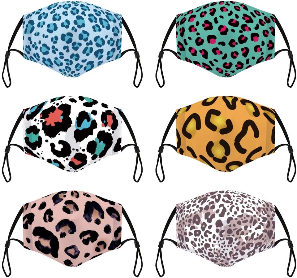 6 Pack Cloth Face Masks for Adults, Adjustable Washable Reusable Women Men Fashion Face Protection Cover