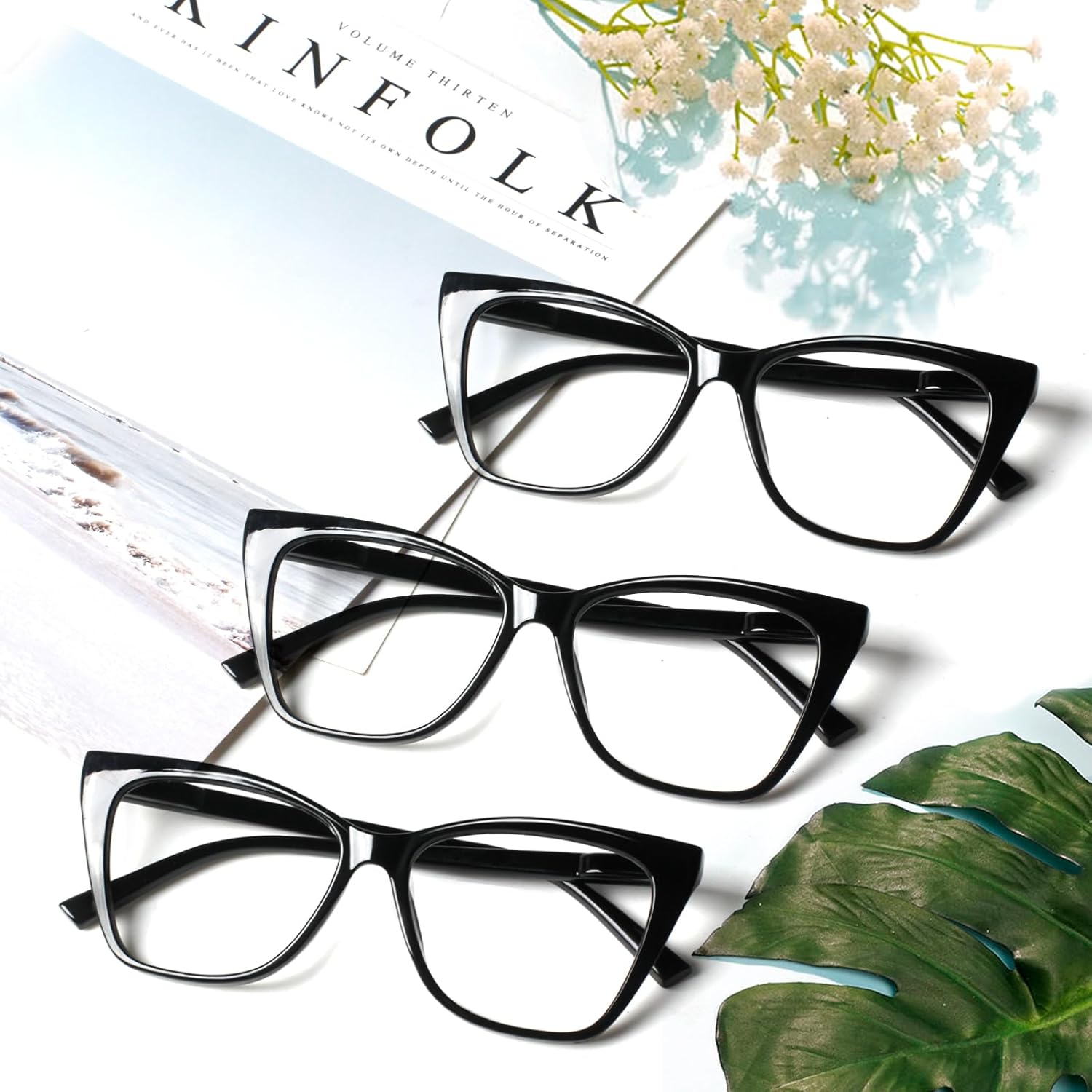 Oversized Reading Glasses for Women Stylish Cat Eye Glasses Blue Light Blocking Computer Readers with Spring Hinge - Image 5