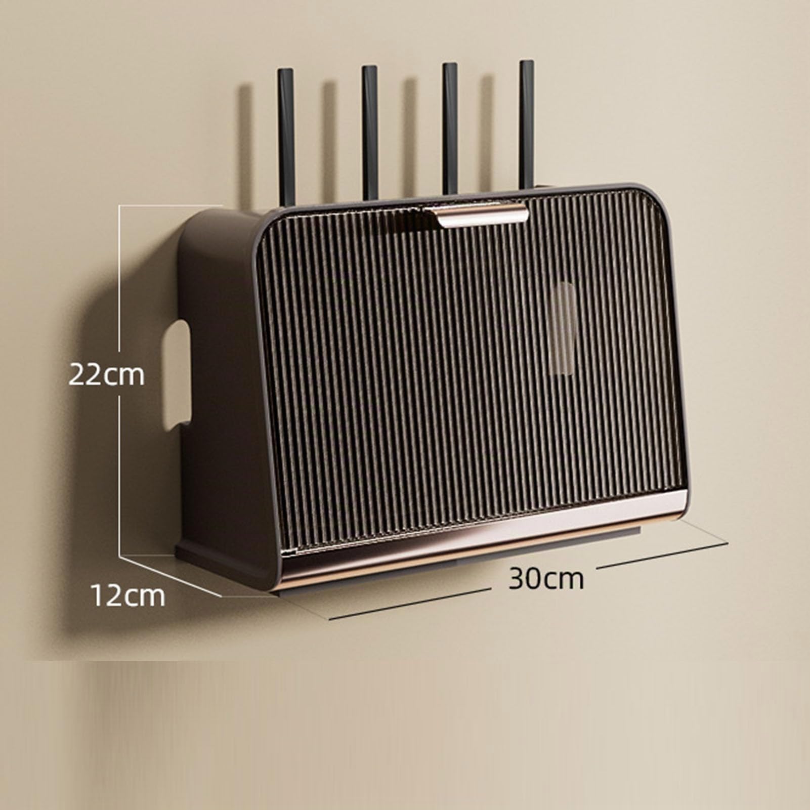 Mumusuki WiFi-Router-Aufbewahrungsbox, Wandbehang Router Verstecken Regal, Set-Top-Box und Kabel Organizer Box für Wand Dekorative, Kaffeefarbe (30x12x22cm)