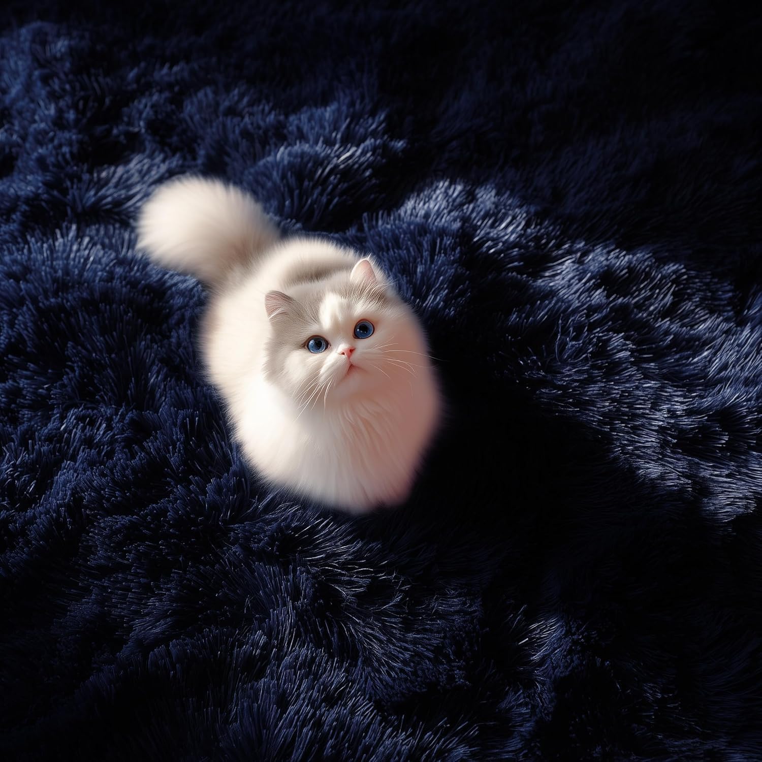 PAGISOFE Navy Blue Runner Rug 2x6, Fluffy Dark Blue Rugs for Boys Room Super Soft Bedside Rugs, Modern Plush Carpets for Living Room Kids Boys Girls Teen Dorm Nursery Room Decor Aesthetic Non-Slip