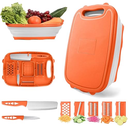 Camping Cutting Board, HI NINGER Collapsible Chopping Board with Colander,