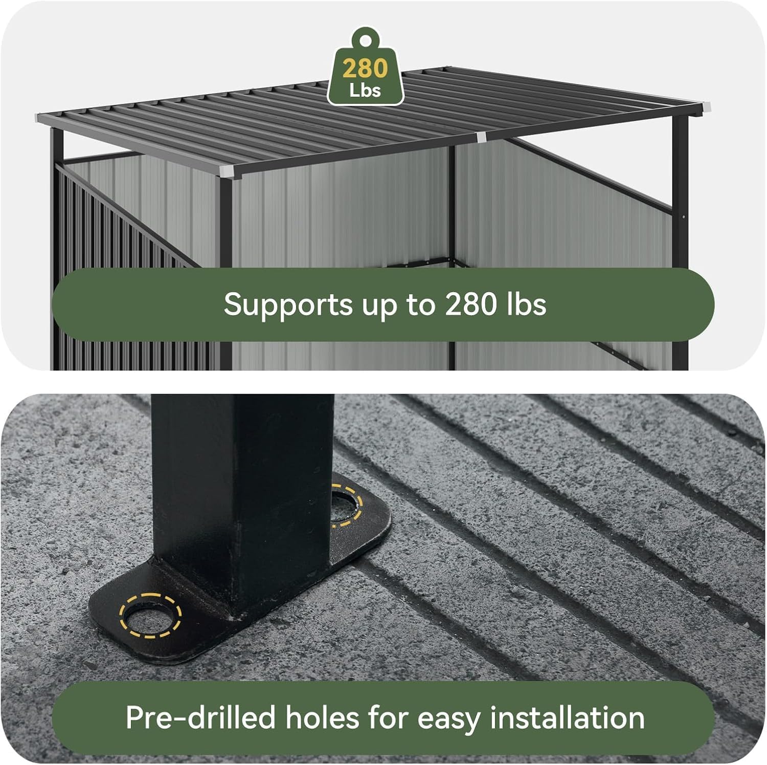 Aoxun 6x6FT Outdoor Shed Grill Shed with Solar Light, Grill Gazebo for BBQ, Outdoor Gazebo for Pets Pergolas, Metal Awnings for Patio and Decks