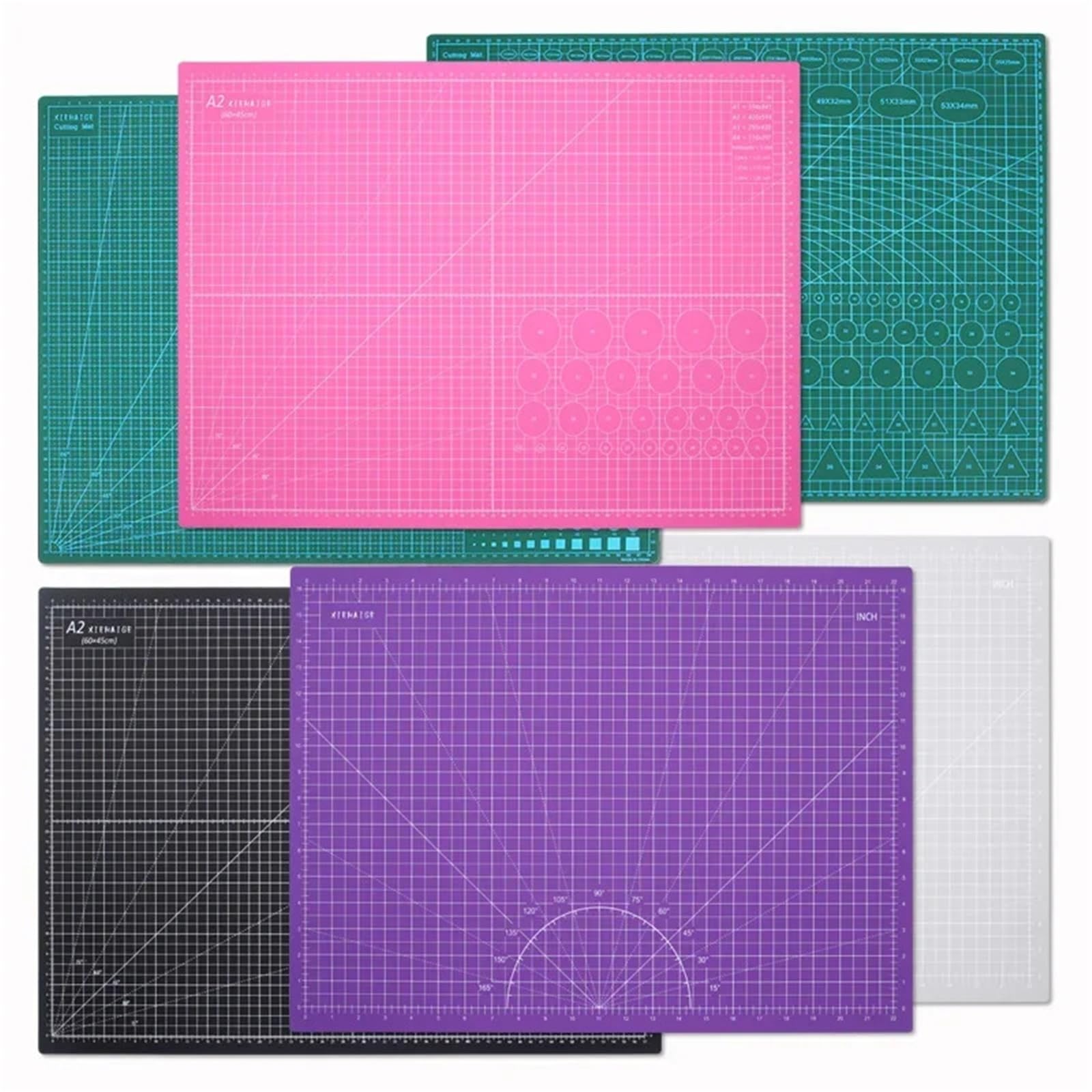 Tappetino Da Cucito Autorigenerante, Con Taglio Rotante In PVC A2 60x45 Cm Rosa-Viola