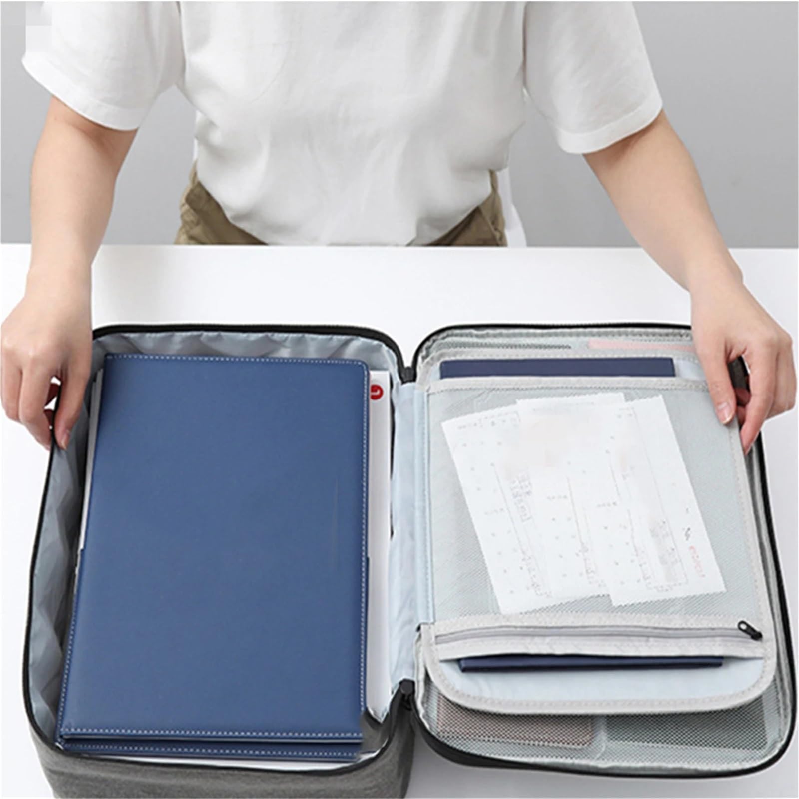 Maletín multifuncional con bloqueo de contraseña, bolsa almacenamiento documentos oficina, tarjeta viaje negocios, organizador pasaporte, accesorio Para Documentos(GRAY)