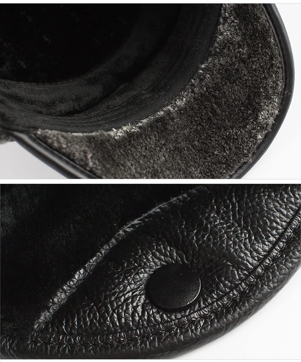 DongBao Berretto Militare Inverno - Cappello Inverno Uomo - Berretto in Pelle - Berretto Foderato - Cappello con Paraorecchie Autunno/Inverno