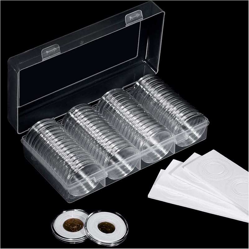 FRIMOONY 2 Pack 41mm Coin Capsules, with Foam Gasket and Plastic Storage Box, for Coin Collection