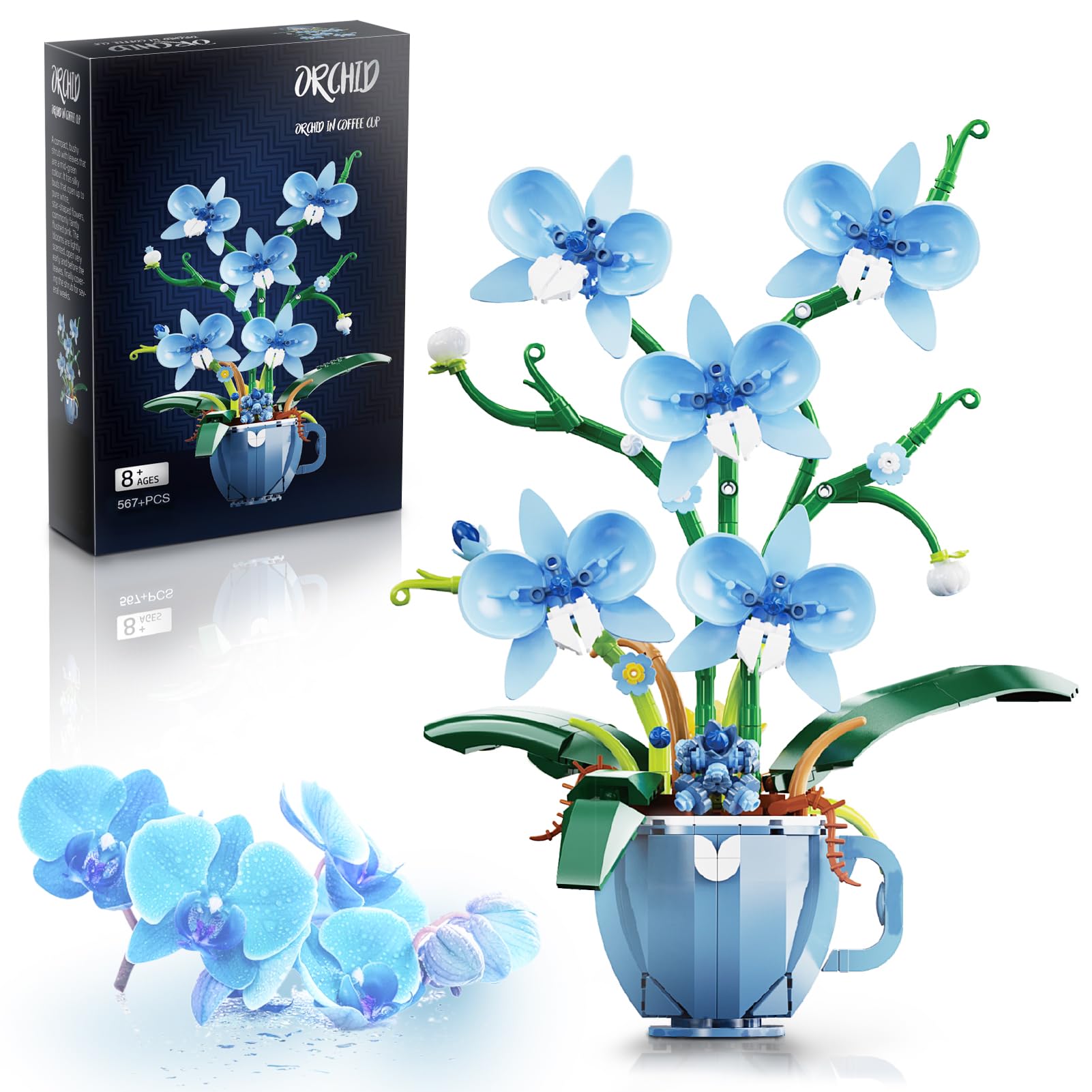 Amazon.com: Blue Orchid Flower Building Set with Vase for Adults