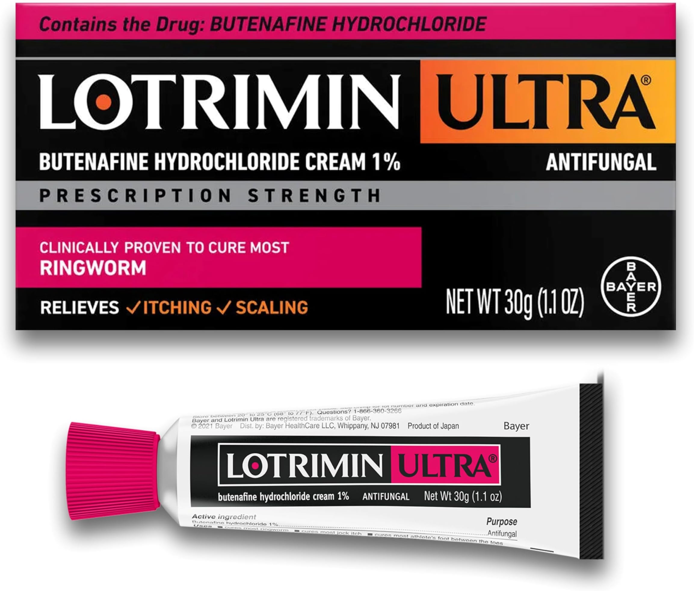 Lotrimin Ultra Ringworm Cream, Butenafine Hydrochloride 1%, Effective Antifungal Treatment of Most Ringworm, 1.1 Ounce (30 Grams)