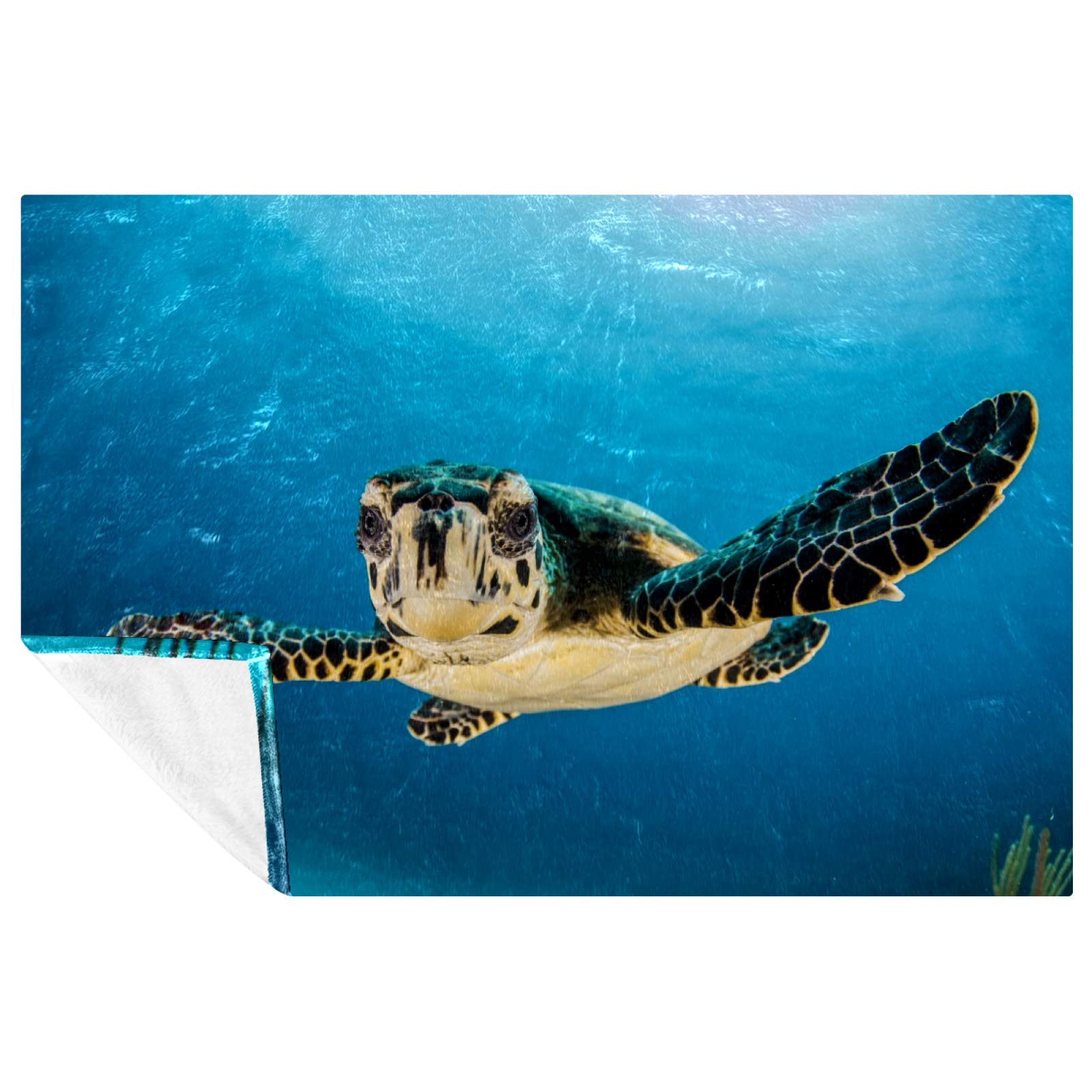 Couverture douce imprimé tortue sous-marine, jeté de lit haut de gamme