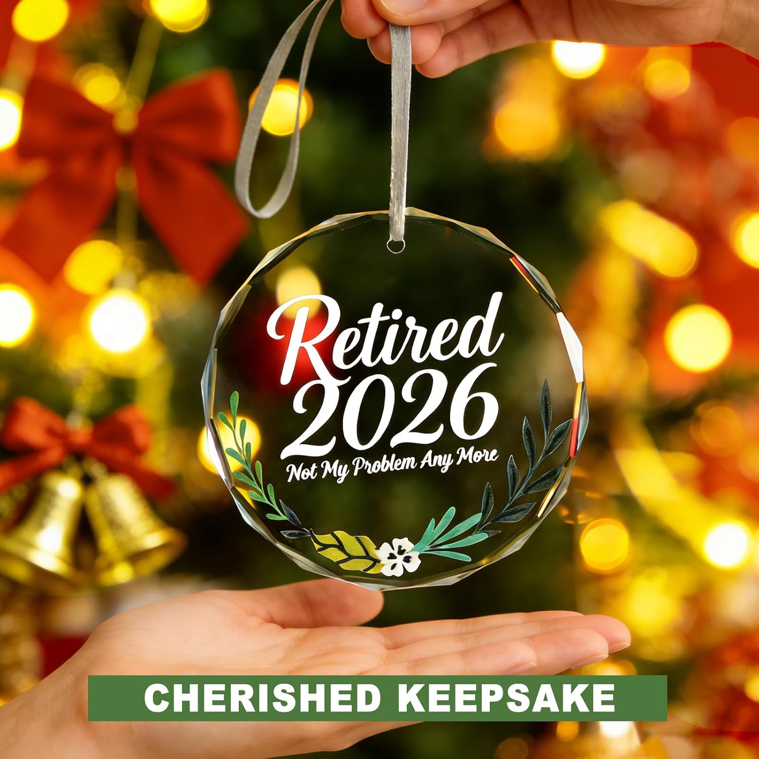 Retirement Gift for Woman,Retired Glass Ornament 2026 Funny Retirement Gifts for Women Men Coworker Teacher Nurse-Retirement Party Decorations - Image 3