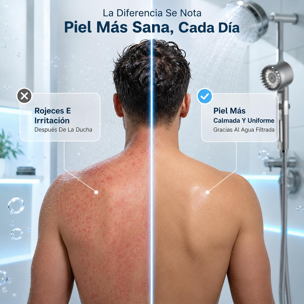 Oasis Cabezal De Ducha Con Filtro - Shower Filter Para Baño Moderno, Cabezal De Mano Con Filtro, Presión Estable Y Cambio Fácil De Modo