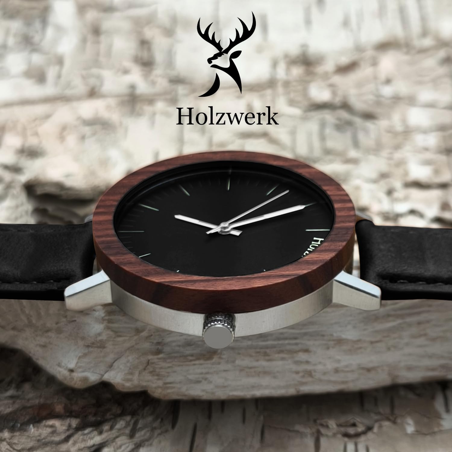 Ręcznie wykonany Holzwerk Germany® Designer zegarek damski zegarek męski ekologiczny naturalny drewniany zegarek skórzany pasek zegarek analogowy klasyczny kwarcowy brązowy czarny, brązowy.