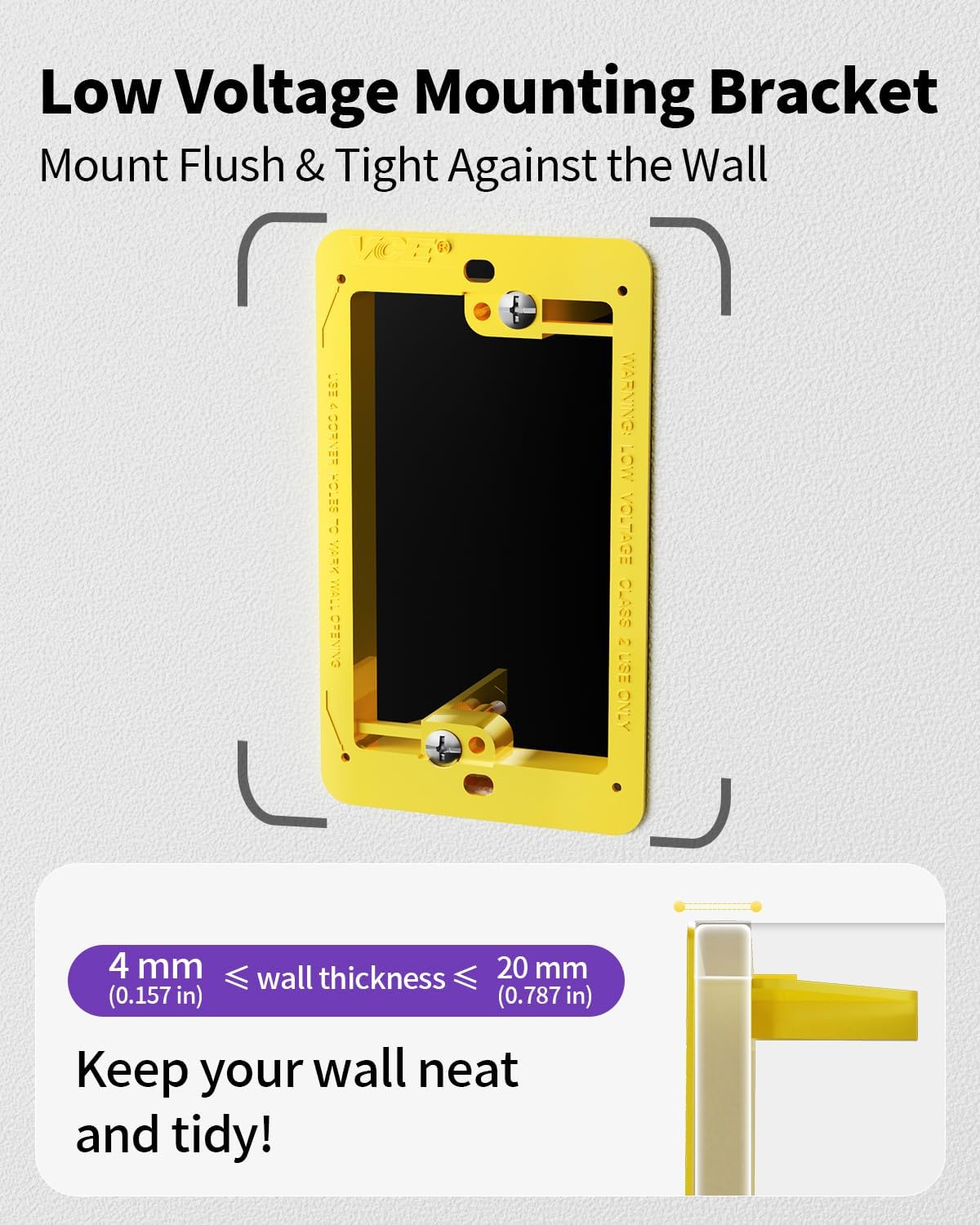 VCE Low Voltage Mounting Bracket (1 Gang, 5 Pack) for Single Gang Wall Plate, Telephone Wires, Network Cables, HDMI, Coaxial, Speaker Cables, Yellow