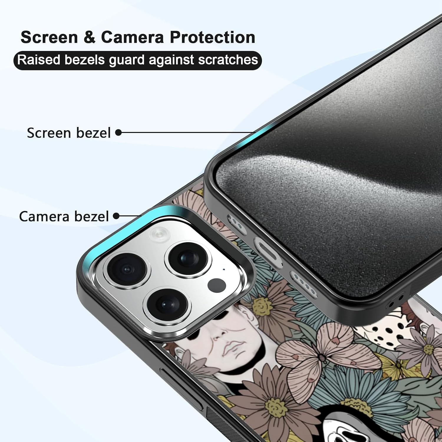 Horror Flowers Scary Phone Case Fit for iPhone 15 Pro, TPU iPhone Case Shockproof Ghostface Fashion Design Phone Cover Gift for Boy Girl Men Women image 2