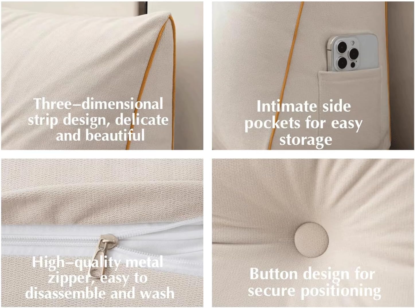 Triangular Headboard Pillow Backrest Positioning Support Bed Bolster Rest Reading Pillow With Removable Cover Soft Headboard Cushion Backrest Pillow For Sitting In Bed(Size:100x50x20cm,Color:orange)