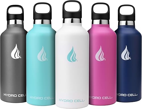 HYDRO CELL - Botella de agua de acero inoxidable con popote y tapa estándar (940, 710, 590, 470 ml), mantiene los líquidos calientes o fríos con