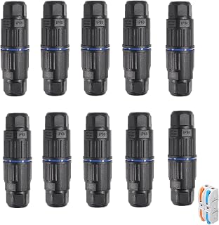 10PCS IP68 Waterproof Electrical Cable Connector, Outdoor 2 Way Junction Box, Waterproof Wire Connectors with Replaceable Lever Wire Connectors for AWG 28-12, Quick Screwless Installation