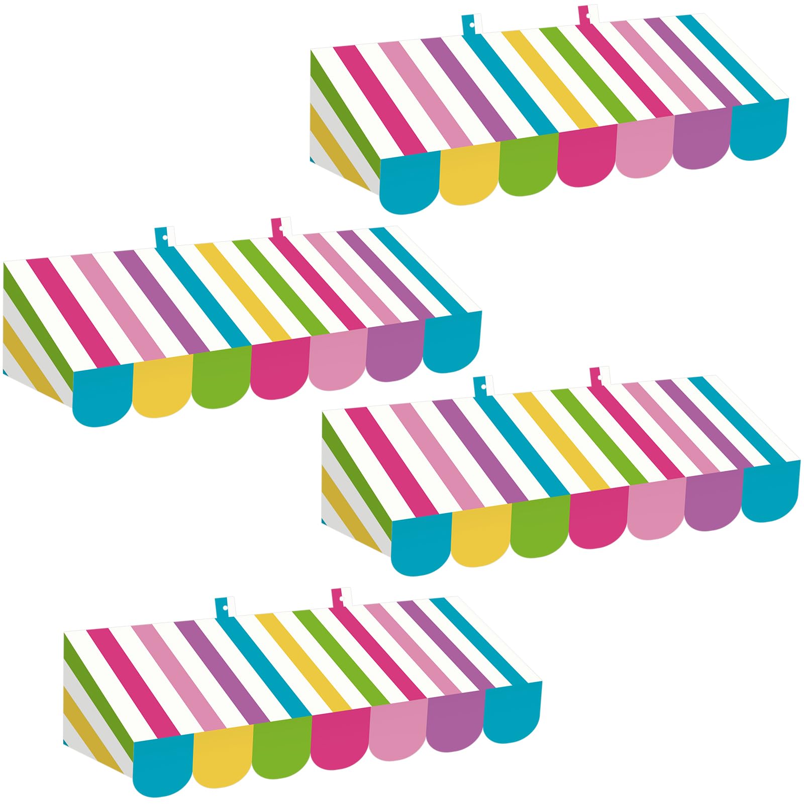 Tallew 4 Pack Circus Awning Decoration 3D Stripe Cardboard Awning Candy Color Carnival Wall Decor with Double Sided Tape for Lemonade Ice Cream Truck or Tick Car Carnival Stand Favors Supplies