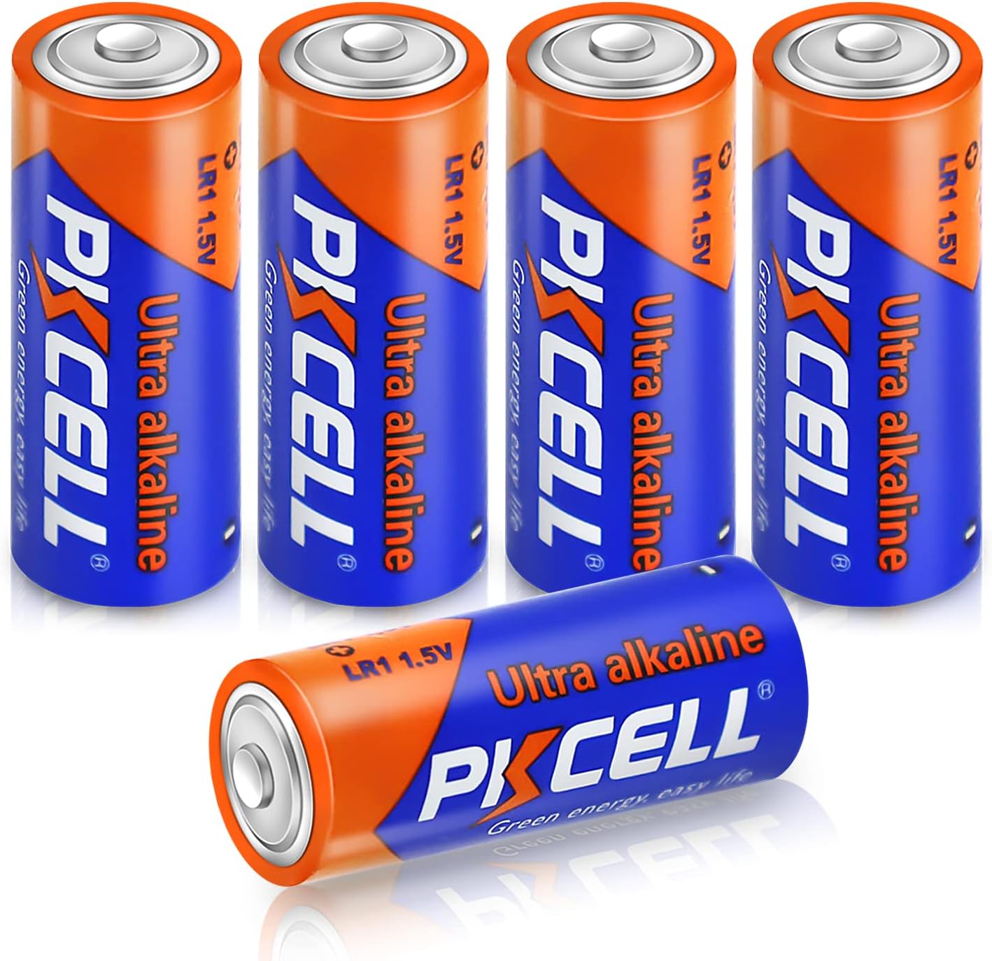 PKCELL N Size 1.5V Alkaline Batteries, 5 Pack Ultra Long-Lasting MN9100/E90/LR1 Medical Battery for Medical Devices, GPS Trackers, Flashlights, Key Fobs, 10-Year Shelf Life
