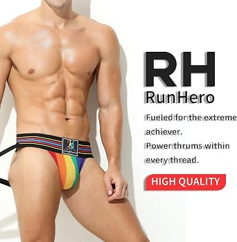 Jockstraps for Men Athletic Supporters, Wide Band Striped Male Underwear Jock Strap for Daily Wear or Sports
