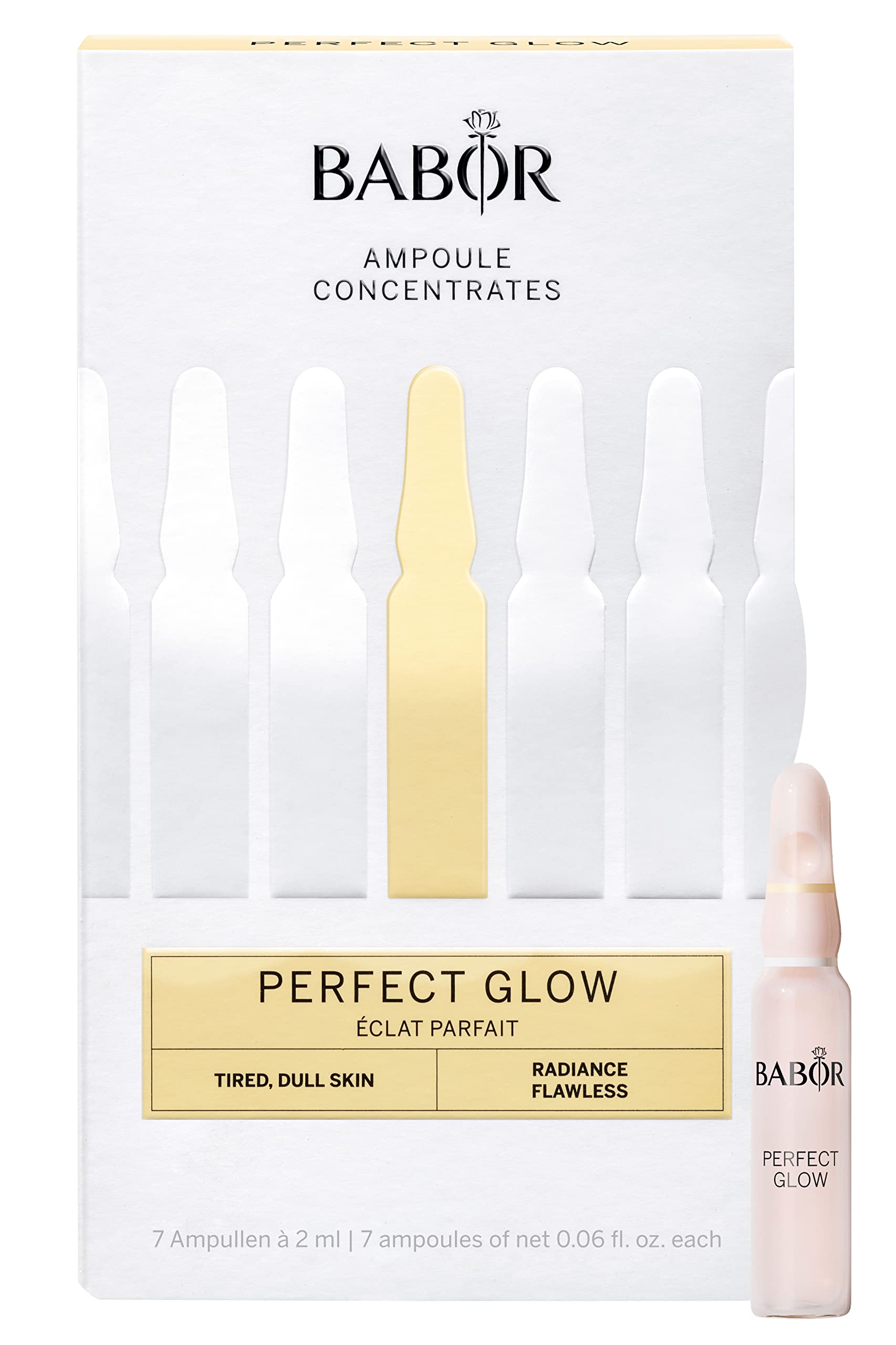 BABOR Perfect Glow, Serum Ampullen für das Gesicht, Mit Glow Pigmenten für einen strahlenden Teint, Vegane Formel, Ampoule Concentrates, 7 x 2 ml