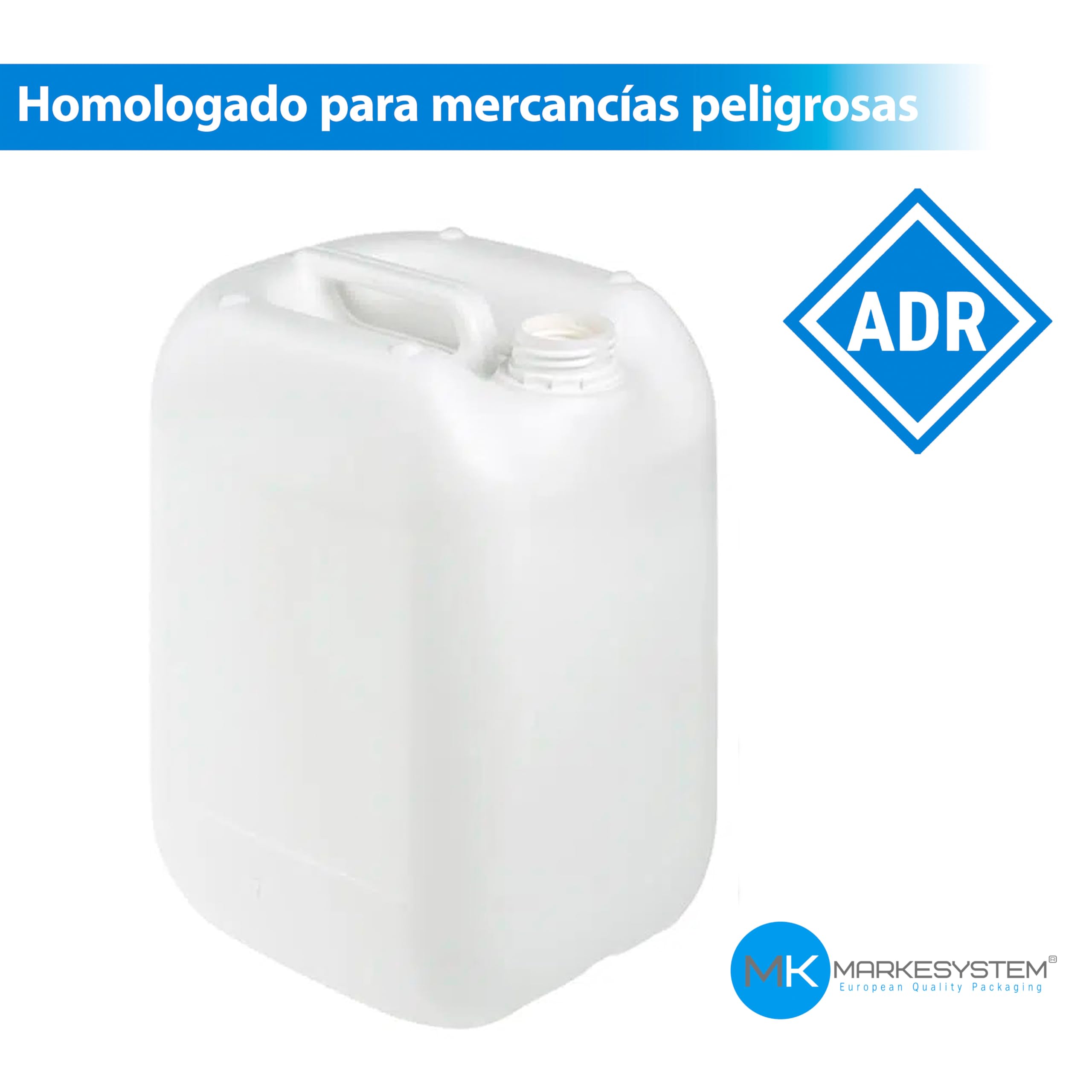 Tanica in plastica HPDE (20 litri) + rubinetto + kit etichettatura + filettatura bocca larga - Omologata ADR - Impilabile - Adatta all'uso alimentare - Serbatoio liquidi e chimici