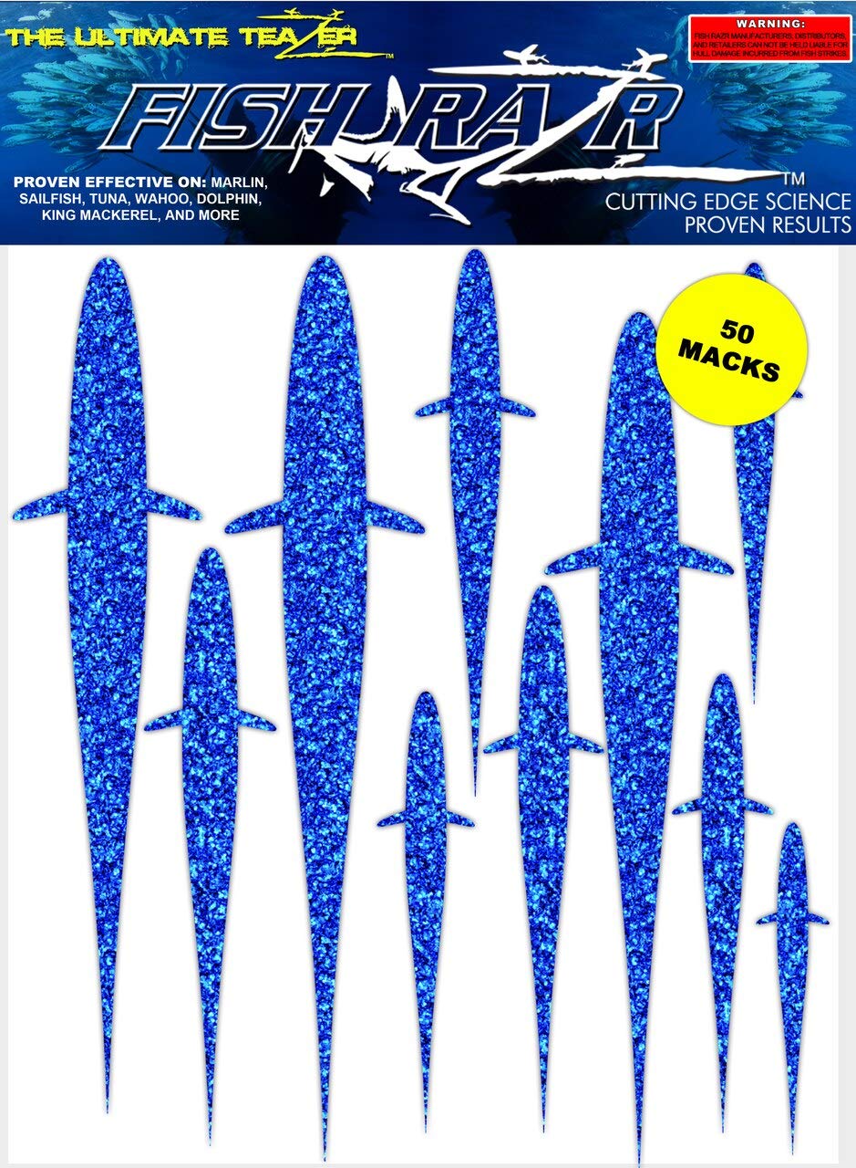 FR825 Under Boat Teasers - Under Hull Teaser and Bait Sticker for Fishing and Personal Watercraft, Blue Macks