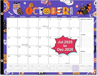 Desk Calendar 2025-2026, 18 Months Large Calendar from Jul. 2025 to Dec. 2026 - Size 22" x 17" for Organized Planning, Desktop/Wall Monthly Calendar for Office, Home, School, 12 Different Holiday Themes