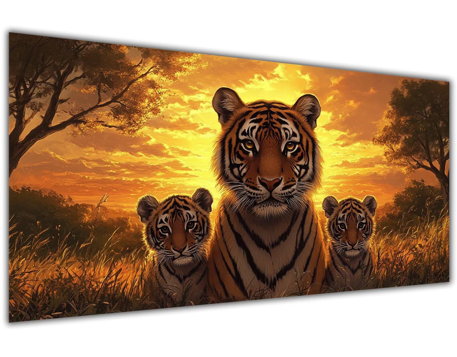 Paint by Numbers Coucher de soleil Peinture Numero Adulte Tigre Peinture Numero Enfant,DIY Kit Toile Painting Acrylique Loisirs Créatifs Activité Manuelle Décor Gift Femmes 90x180cm Sans Cadre-KL823