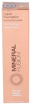 Mineral Fusion Full Coverage Foundation, Liquid Foundation - Olive 2- Olive Complexion w/Green Undertones, Lightweight Matte Finish, Up to 12 Hr Hydration, Hypoallergenic & Vegan, 1 fl. oz