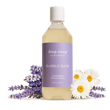 Deep Steep Bubble Bath, Lavender Chamomile, 10 oz Soothing Soak with Shea Butter, Argan Oil, Aloe Vera & Coconut Oil Vegan, Sulfate-Free, PH-Balanced Clean Beauty