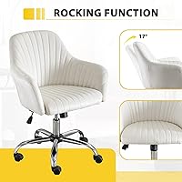 Vista 3 de Silla de escritorio de oficina de terciopelo con altura ajustable, silla de oficina moderna, silla de maquillaje, silla giratoria de 360°, silla