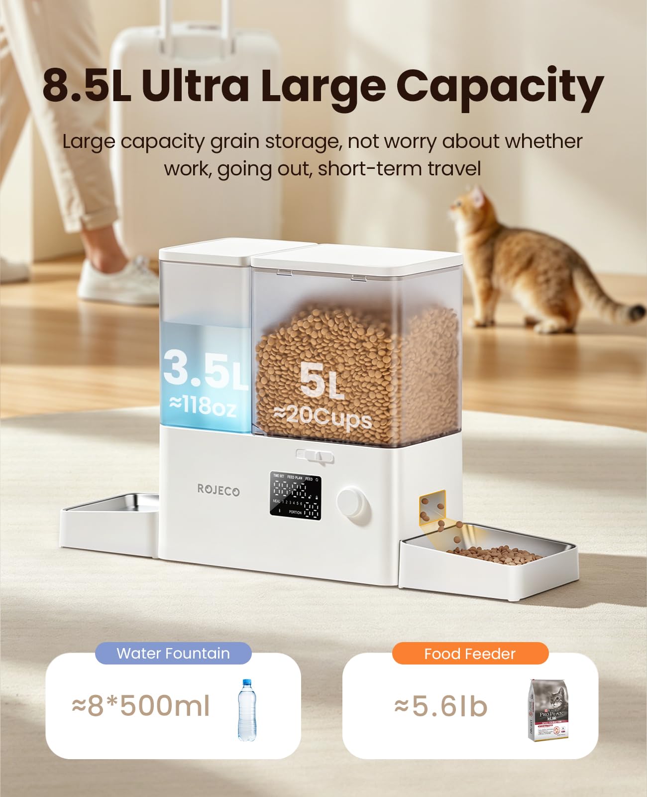 Amazon | 自動給餌器 猫 給水器一体化 音声録音 5L容量 2WAY給電 手動