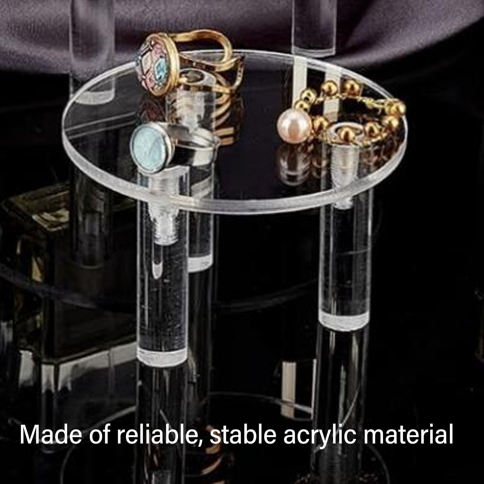 Acheter Présentoir Rond En Acrylique à 3 Couches Pour Bijoux, Présentoir Pour Colliers, Boucles D'oreilles, Bagues