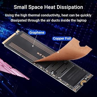 2Pcs M.2 2280 NVMe SSD Heatsink, Laptop NVMe M.2 Heatsink, Graphene Dual Layer Heat Sink Copper, for M.2 2280 SSD Laptop