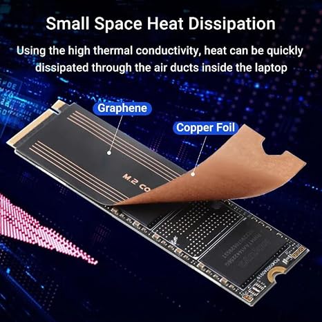 2Pcs M.2 2280 NVMe SSD Heatsink, Laptop NVMe M.2 Heatsink, Graphene Dual Layer Heat Sink Copper, for M.2 2280 SSD Laptop