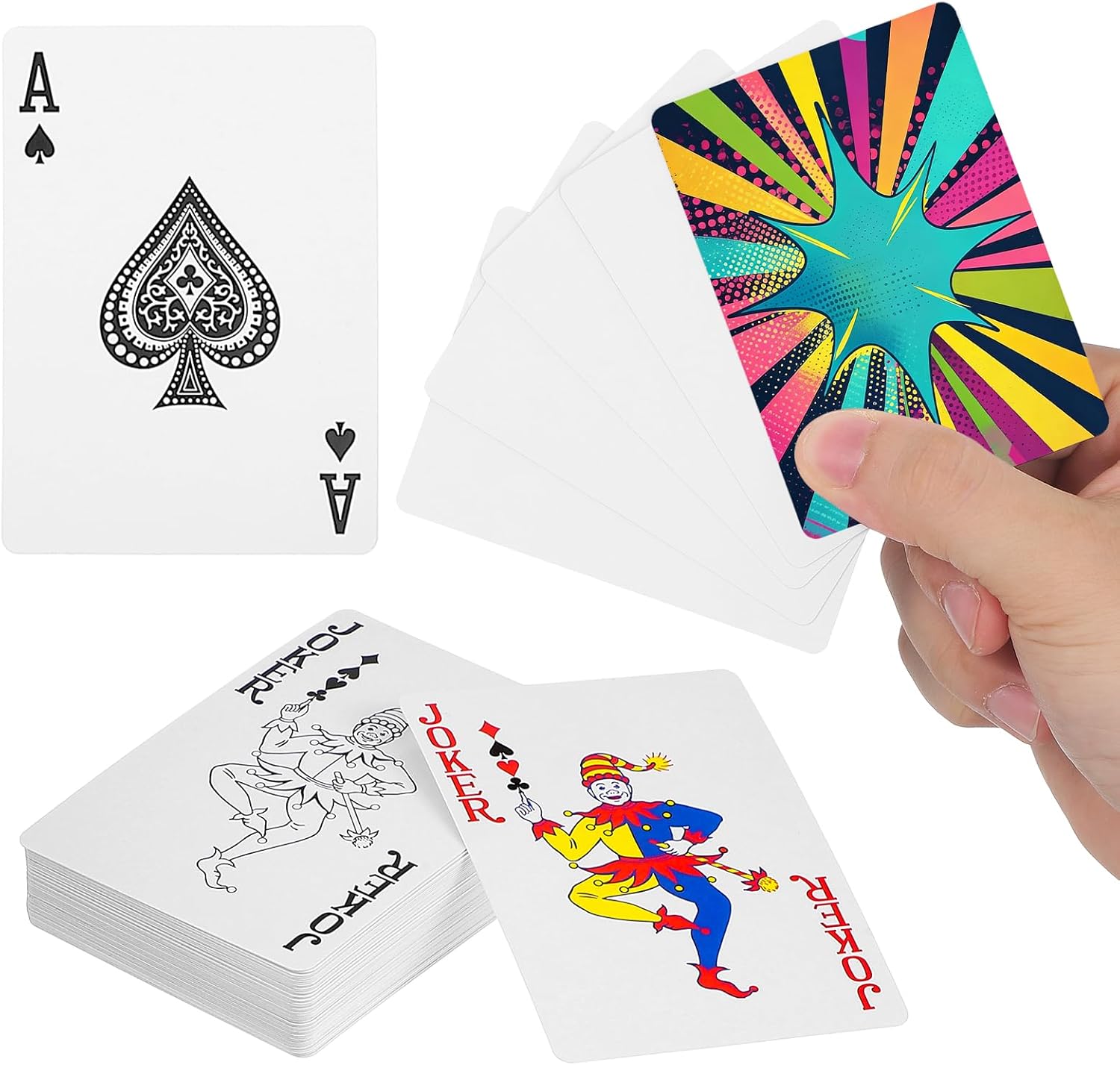 GLEAVI Blank Sublimation Playing Cards (One-Sided), 54 Pcs White Heat Transfer Poker Deck for DIY Photo Printing, Printable Blanks for Making Your Own Game Cards (1)