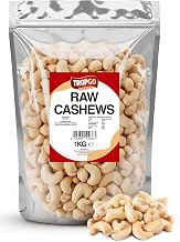 Tropgo 1kg Raw Cashew Nuts - Large & Tasty Cashews - Packed Fresh Premium Quality Cashew Nut - Healthy for the Heart, High in Fibre & Minerals - Perfect for Snacking