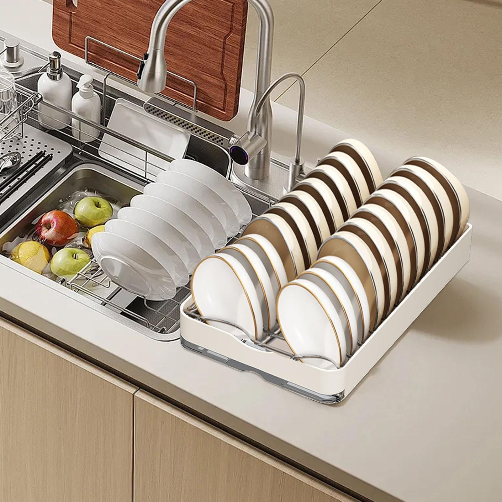 Tiroirs extensibles pour armoire de cuisine, organisateur d'armoire de cuisine, support de séchage extensible en métal, étagère de rangement pour cuisine, salle de bain, salon