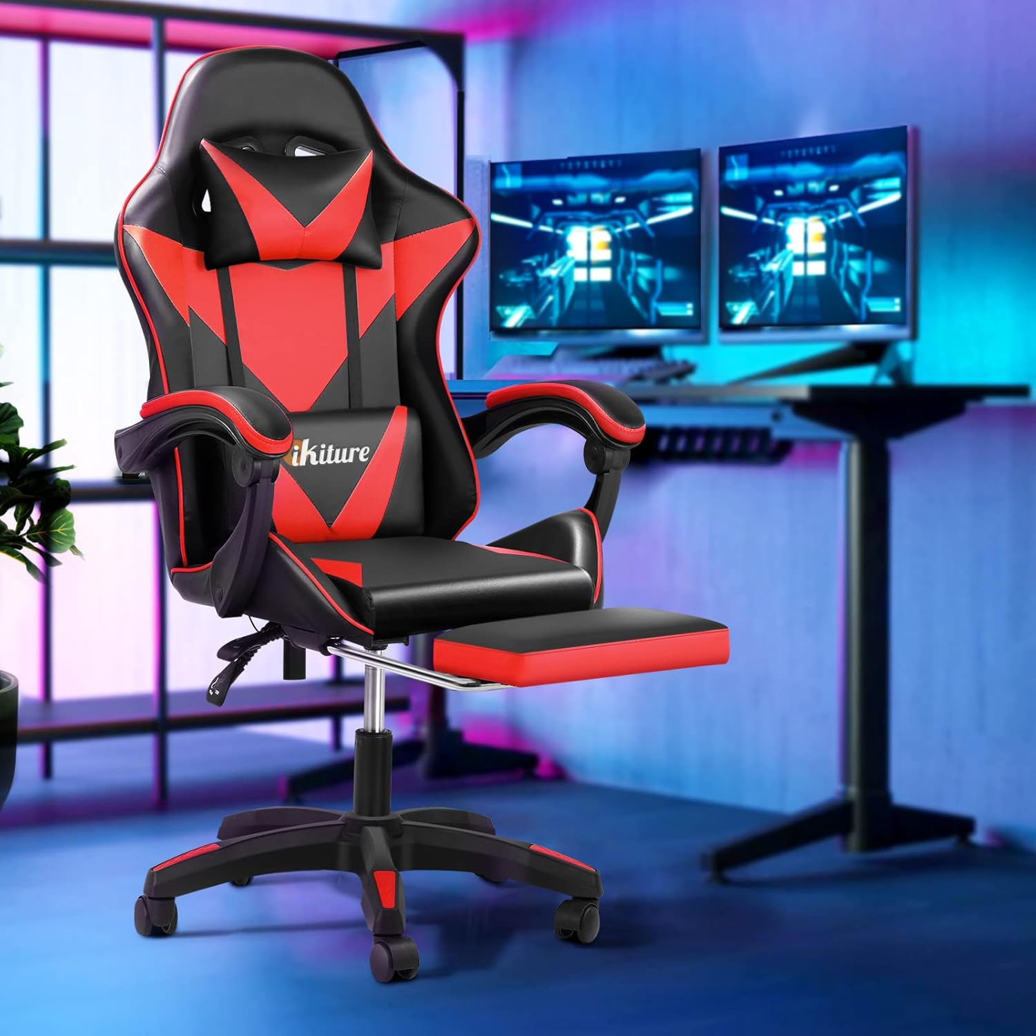 Oikiture Gaming Chair with Massage and 135° Recline, Executive Office