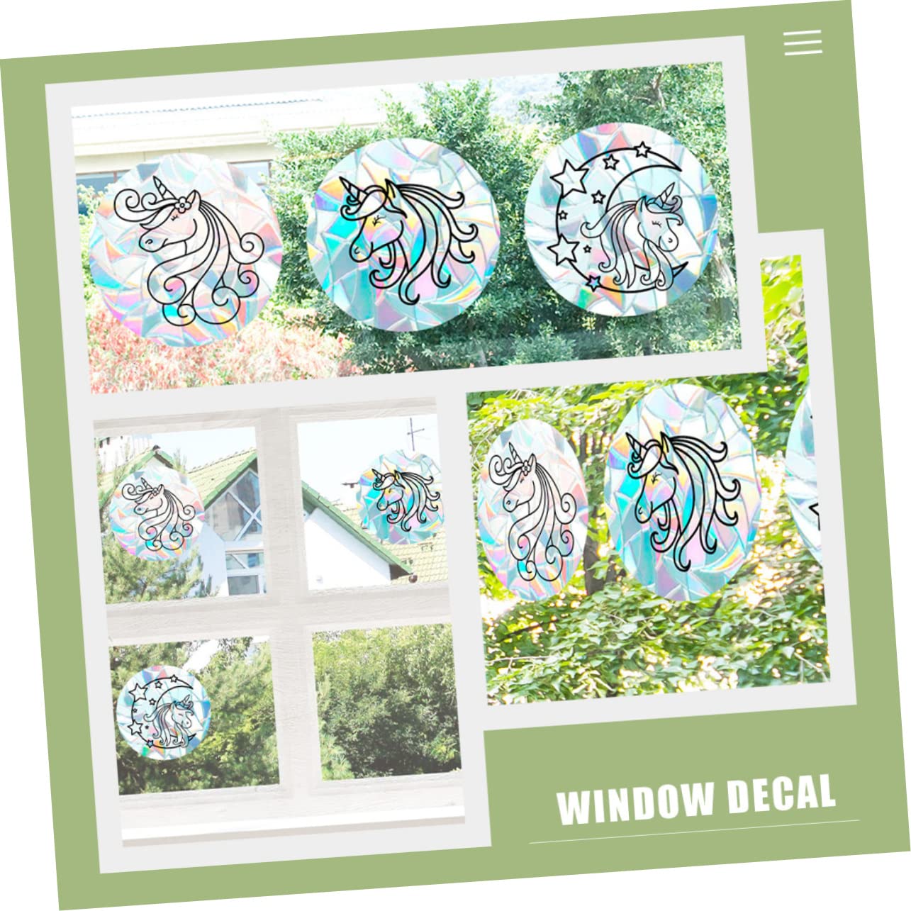 12blätter Kreativer Einhorn-muster Fensteraufkleber Vogelschutz Anti-kollisions Fensterfolie Für Glasscheiben Selbsthaftend Wiederverwendbar Dekorativ Und Einfach Zu Entfernen