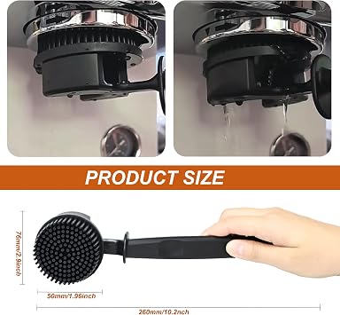 Espresso Cleaning Brush - Espresso Machine Group Head Cleaning Brush - Detachable 360 Silicone Cleaning Bristle Tools for Espresso Coffee Machine Portafilter Shower Screen Black (58mm)